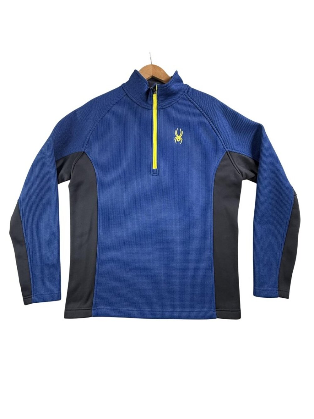 Spyder Pullover Mens Large Blue 1/4 Zip Fleece Ski Thermal Colorblock Top Warm